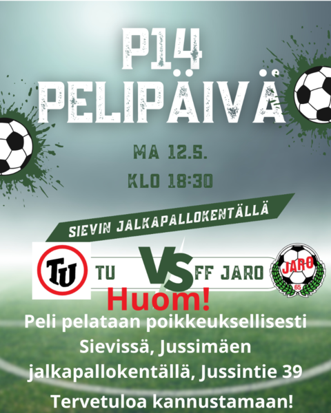 P14 eka kotipeli pelataan Sievissä 12.5.2025