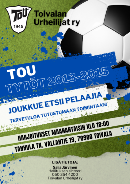 ToU tytöt 2013-2015 etsii pelaajia!