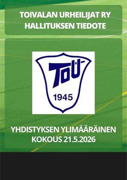 Hallituksen tiedote yhdistyksen ylimääräisestä kokouksesta 21.5.2026