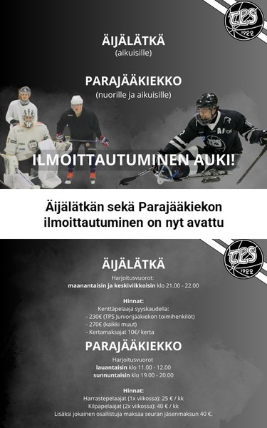 Äijälätkä sekä Parajääkiekko - ilmoittautuminen on avattu! 