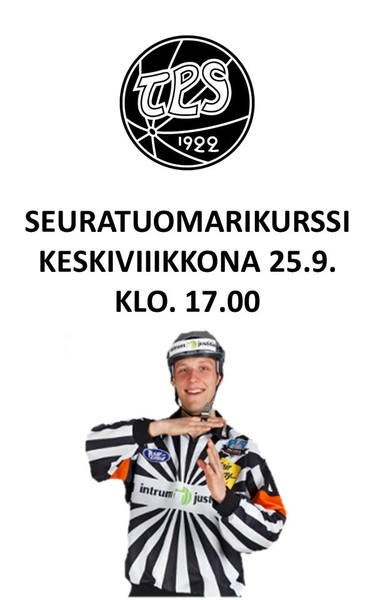 Seuratuomarikurssi keskiviikkona 25.9. klo. 17.00