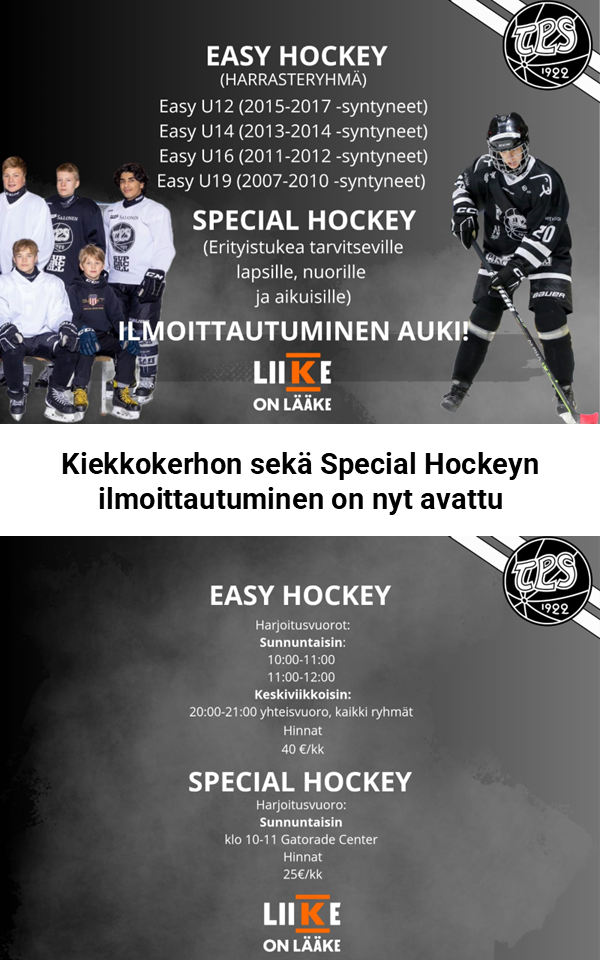Easy Hockey Kiekkokerho & Special Hockey - ilmoittautuminen on avattu!