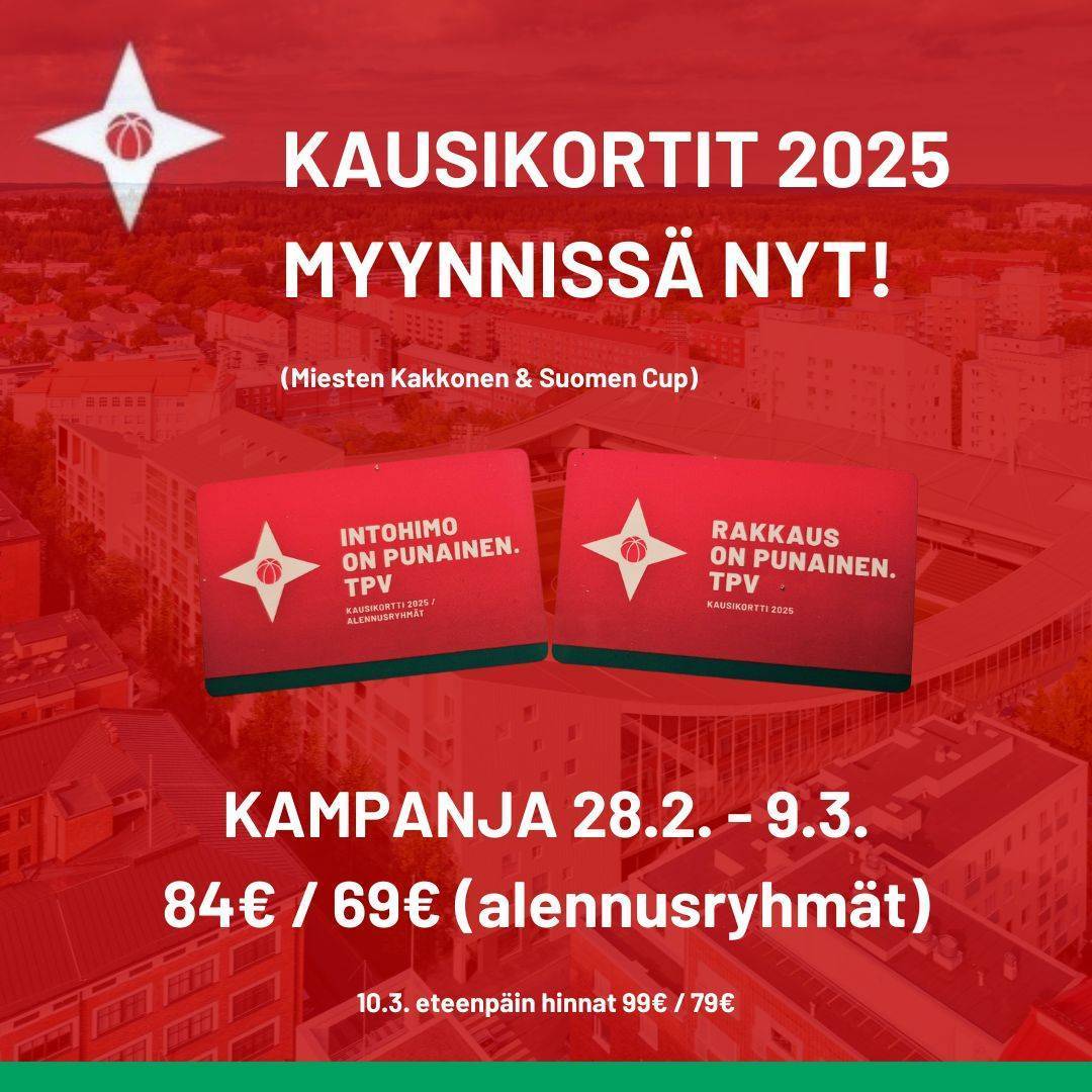 TPV:n kausikortit myynnissä – hyödynnä kampanjaetu!