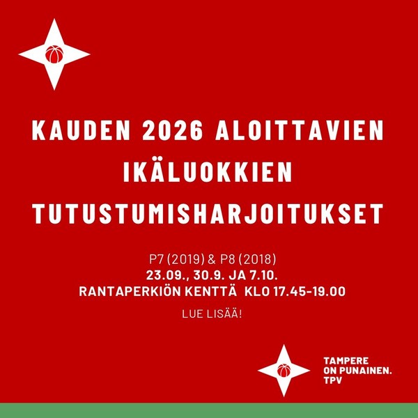 Kauden 2026 aloittavien ikäluokkien tutustumisharjoitukset