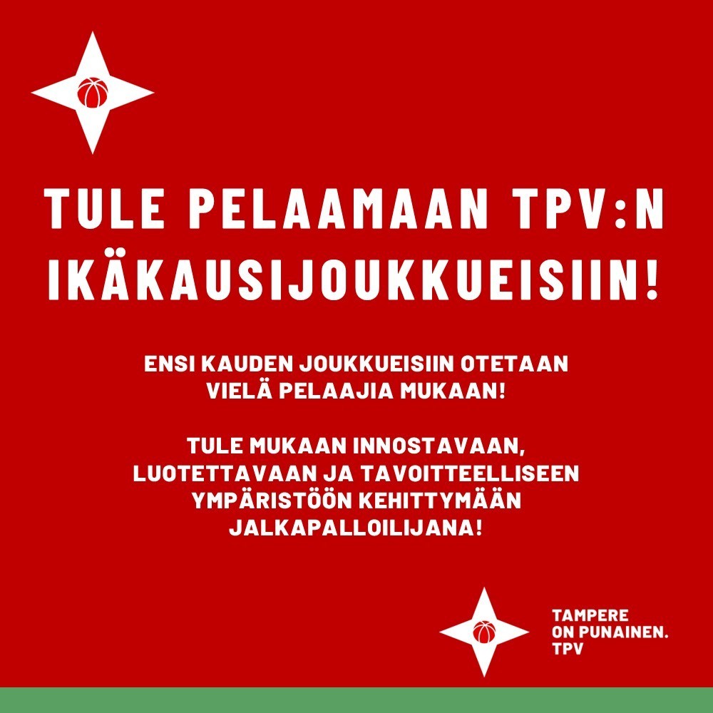 Tule pelaamaan TPV:n ympärivuotisiin joukkueisiin!