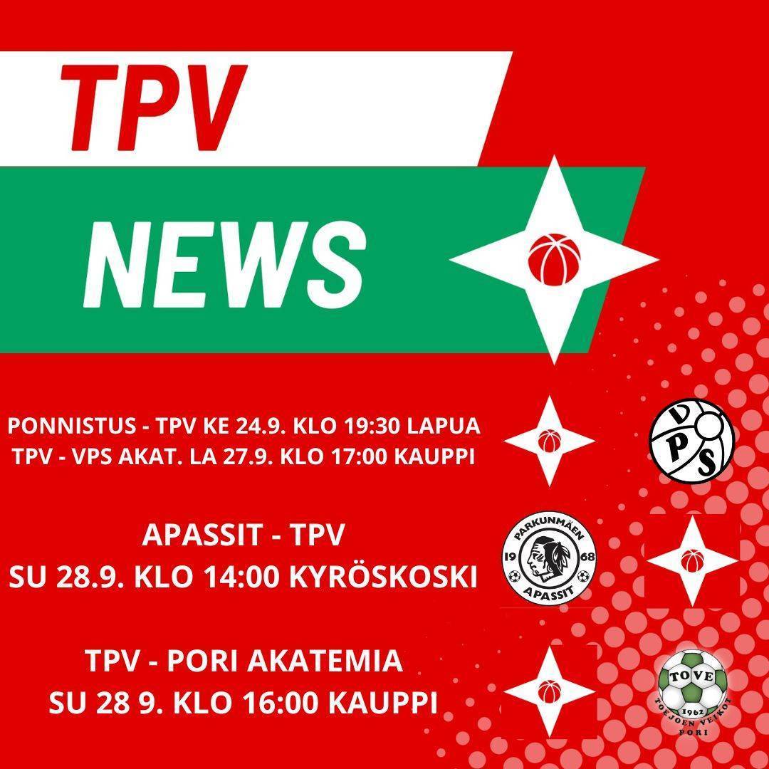 TPV:n joukkueet jälleen tositoimissa