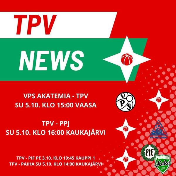 TPV:n joukkueet taistelevat tälläkin viikolla