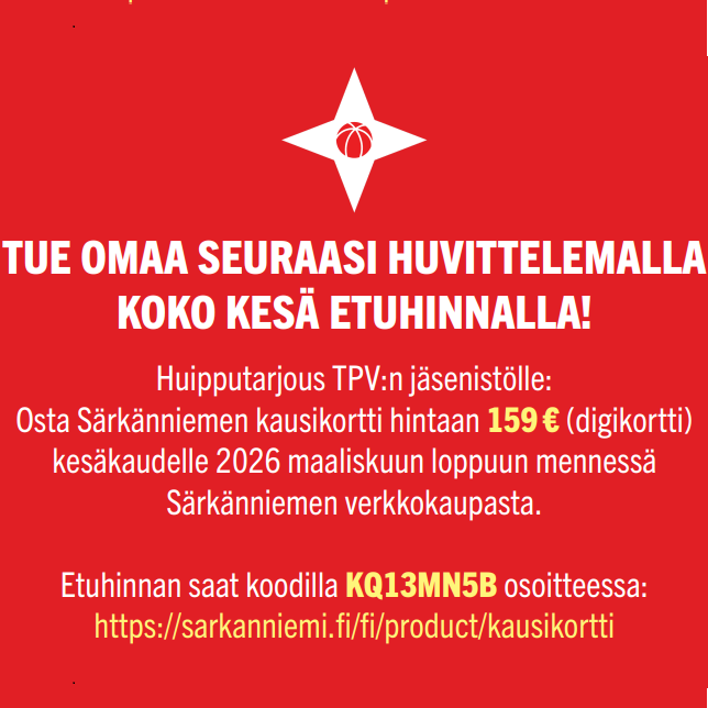 Osta Särkänniemen ranneke etuhintaan - tuet samalla TPV:tä!