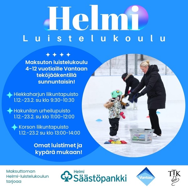 Helmi luistelukoulu - matalan kynnyksen luistelukurssi ulkona!