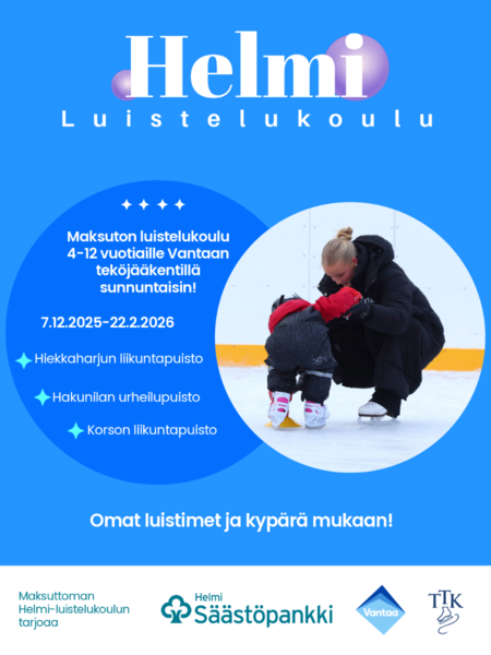 Helmi luistelukoulu - matalan kynnyksen luistelukurssi ulkona!