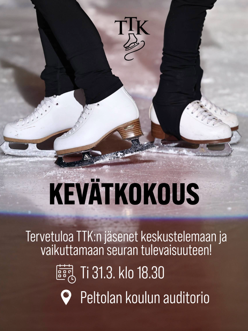 Tikkurilan Taitoluisteluklubi ry:n kevätkokous 31.3.2026 klo 18.30