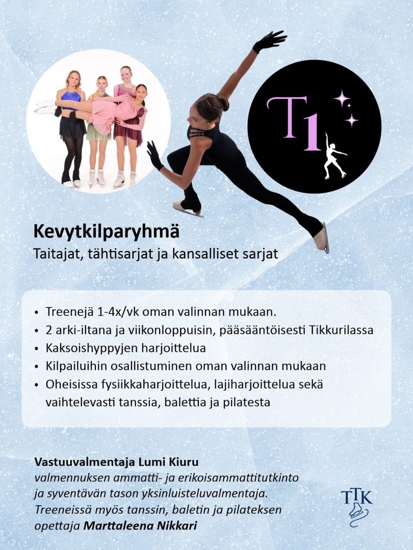 T1 hakee uusia luistelijoita!