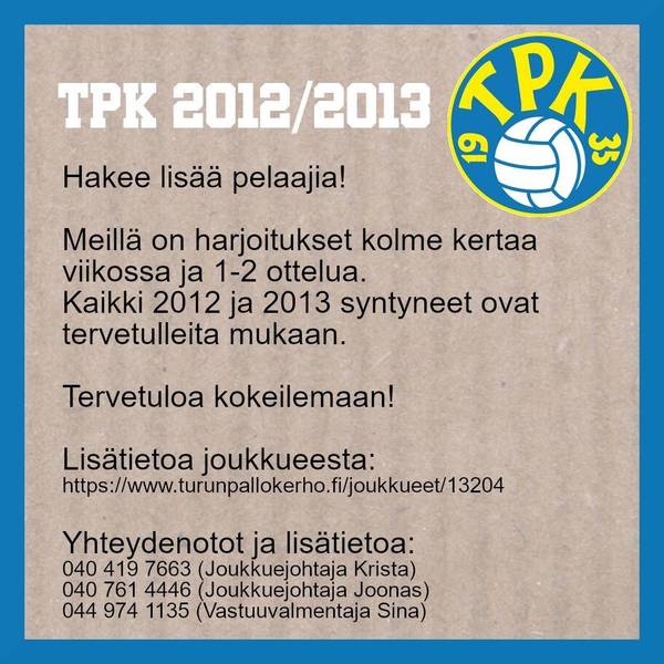TPK 2012/2013 HAKEE UUSIA PELAAJIA!