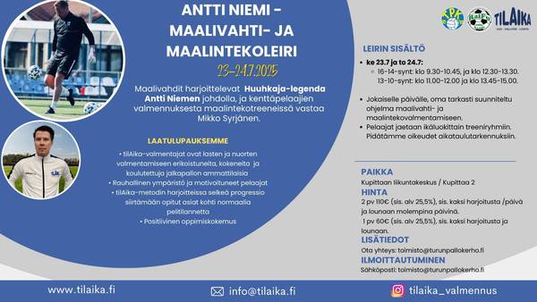 Antti Niemi - maalivahti ja maalintekoleiri 23.-24.7.2025
