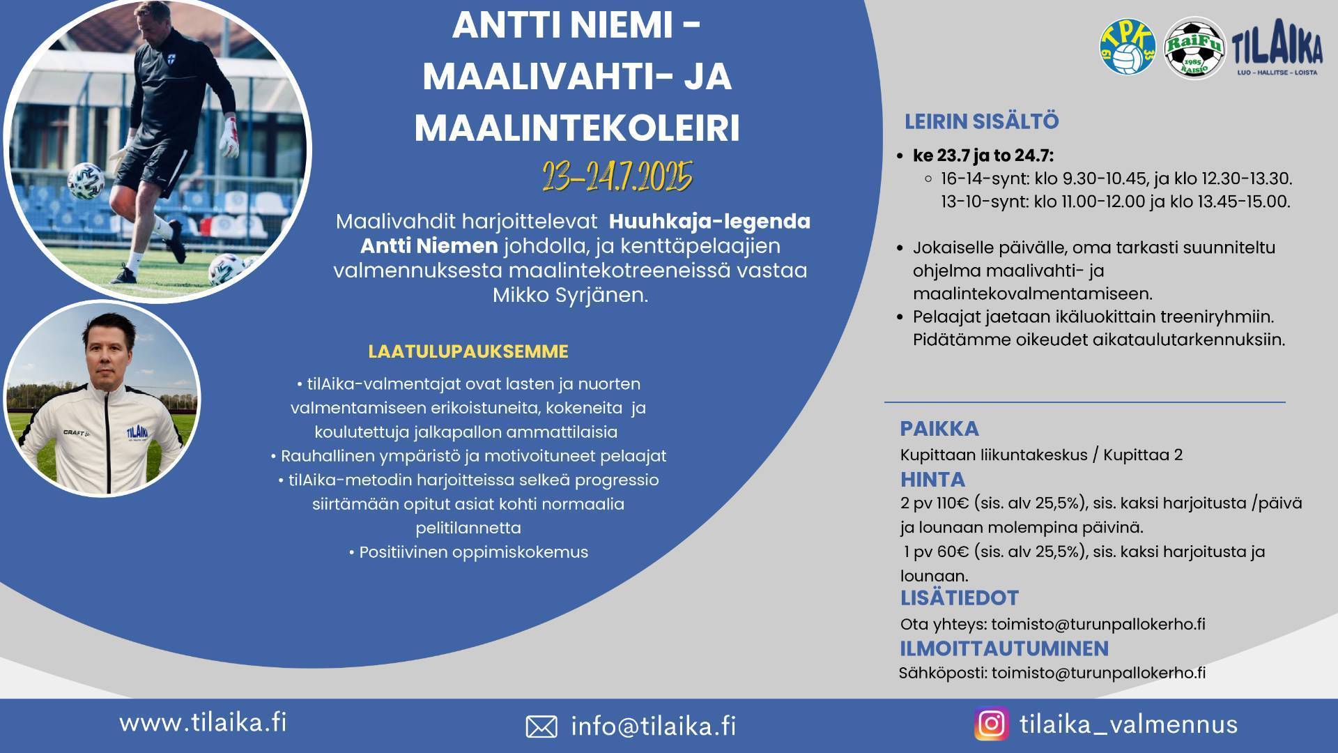 Antti Niemi - maalivahti ja maalintekoleiri 23.-24.7.2025