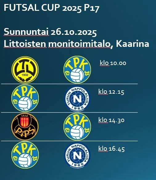 Futsal Cup 2025 sunnuntaina 26.10.2025