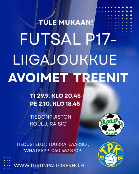 Futsal P17 Liiga-joukkueella avoimet treenit