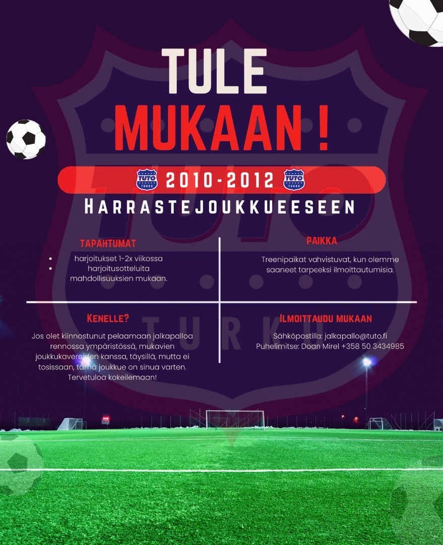 Tule mukaan 2012-2010 harrastejoukkueeseen!