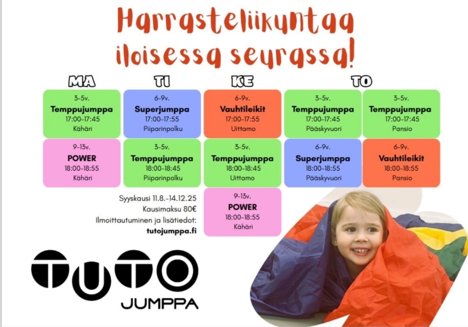 Tutojumpan lasten lukkari syyskaudelle