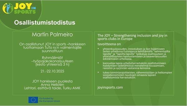 JOY koulutus valmentajille