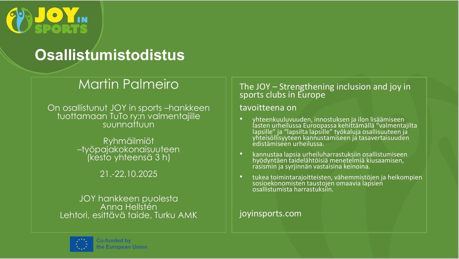 JOY koulutus valmentajille