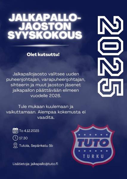 Jalkapallojaoston syyskokous 