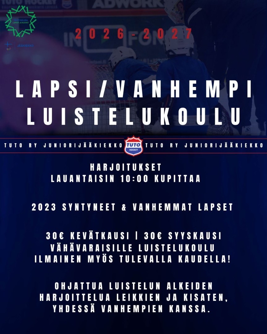 Lapsi-Vanhempiluistelukoulun ilmoittautuminen tulevaan kauteen avattu!
