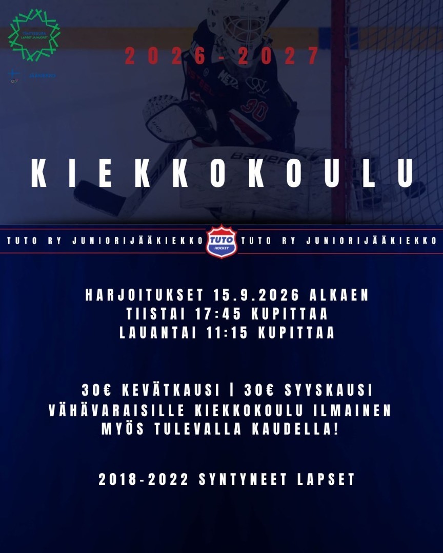 Kiekkokoulun ilmoittautuminen kauteen 2026-2027 on avattu!