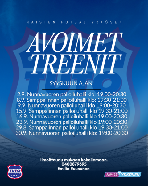 Avoimet treenit syyskuun ajan