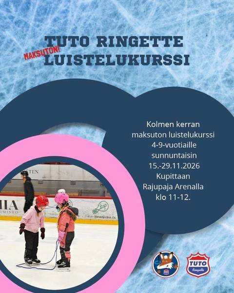 Maksuton luistelukurssi 4-9-vuotiaille marraskuussa