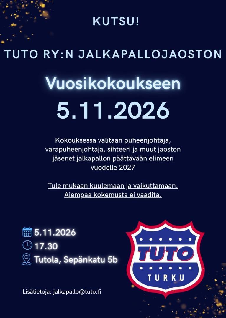 Jalkapallojaoston vuosikokous 5.11.