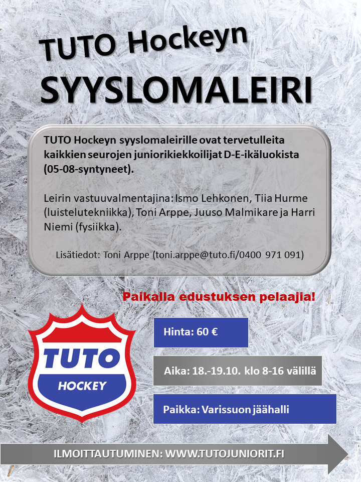 TUTO Hockeyn syyslomaleiri 18.-19.10.2018!