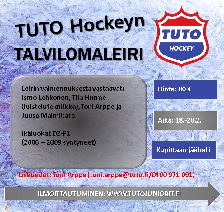 TuTo Hockeyn Talvilomaleirin ilmoittautuminen on nyt avattu!