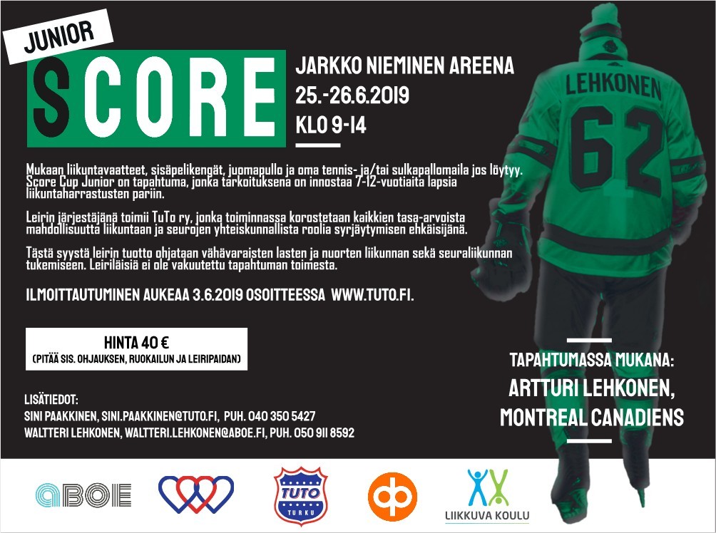 Score Junior -leiri liikuttaa Jarkko Nieminen Areenalla!