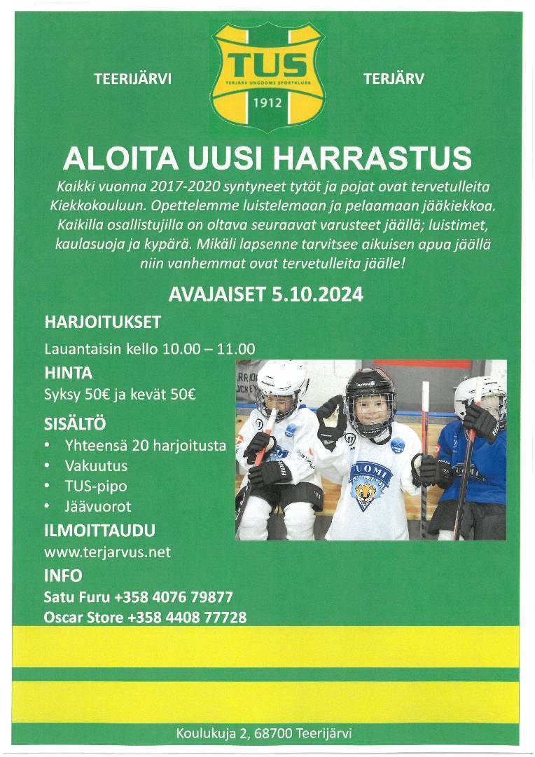 Kiekkokoulu alkaa! Hockeyskolan startar!