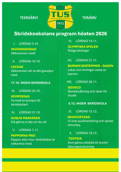 Skridskolans program höst 2026