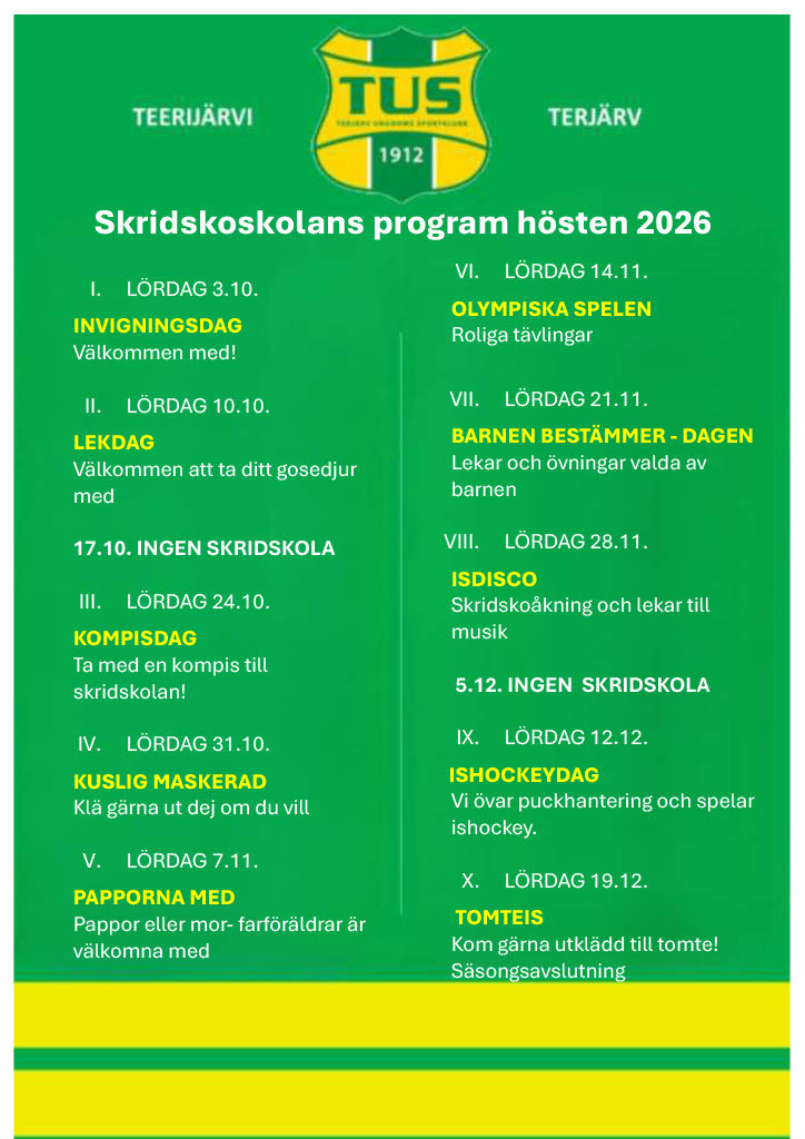 Skridskolans program höst 2026