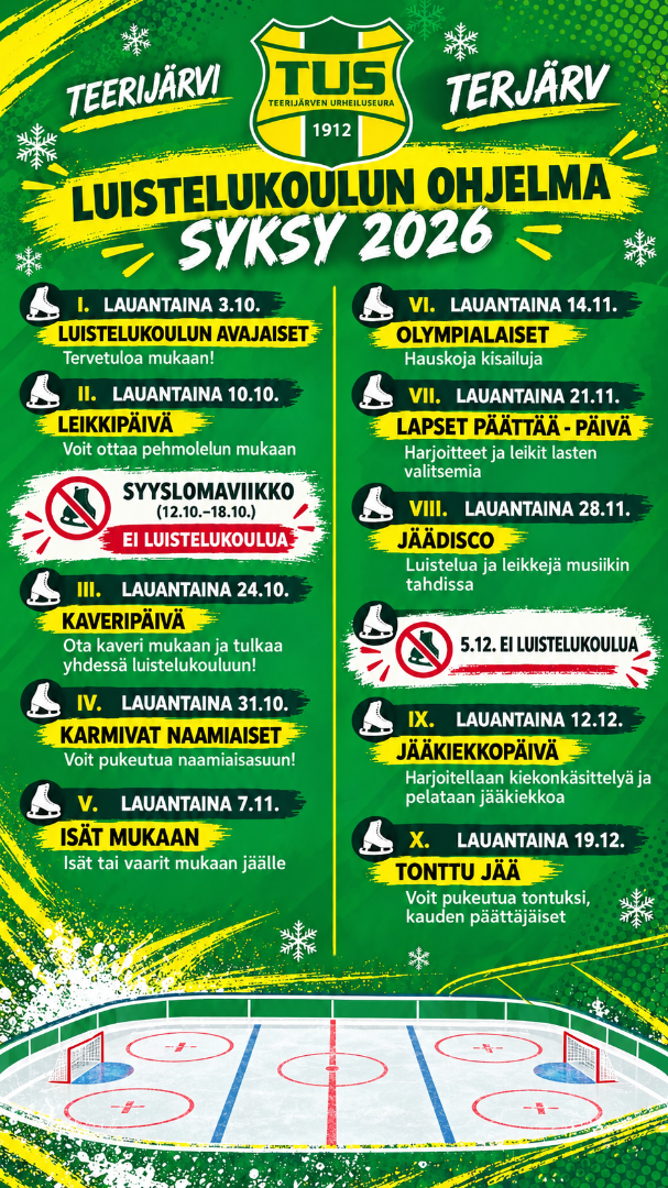 Luistelukoulun ohjelma syksy 2026