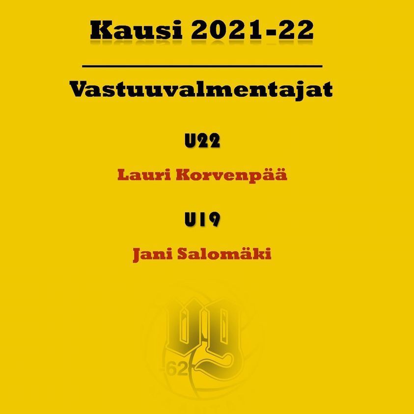 Kausi 2021-2022: U19-U22 vastuuvalmentajat 