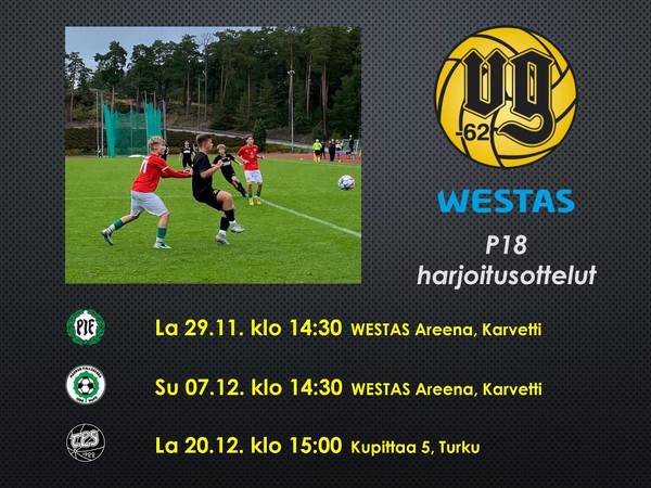 P18 loppuvuoden harjoitusottelut