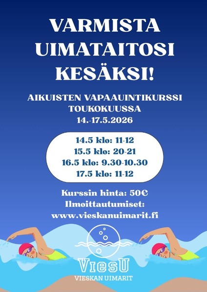 Aikuisten vapaauintikurssi 14.-17.5.2026