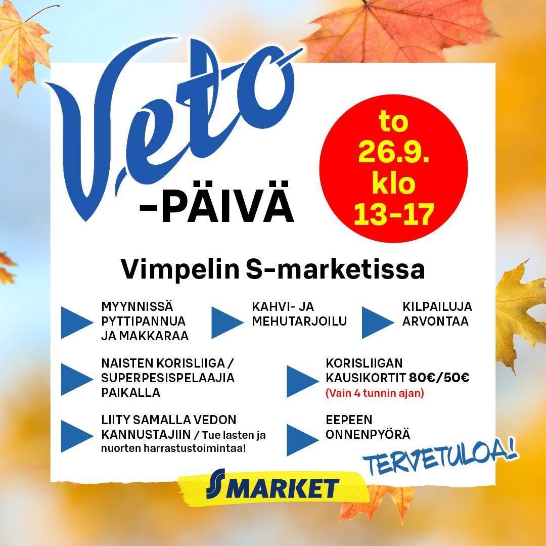 Veto-päivä Vimpelin S-marketissa to 26.9. klo 13-17