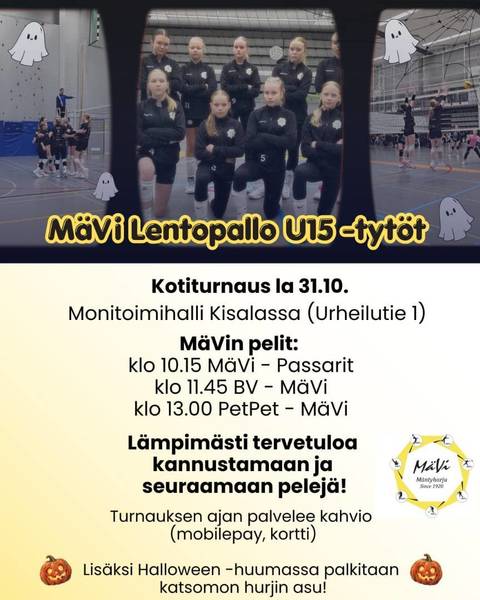 Lentopallokauden ensimmäinen kotiturnaus Kisalassa 31.10!