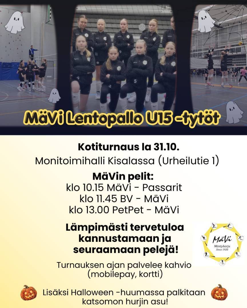 Lentopallokauden ensimmäinen kotiturnaus Kisalassa 31.10!