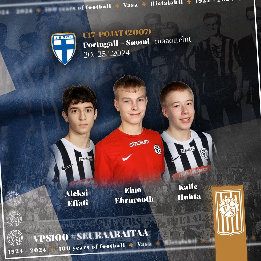 Kolme VPS Junioria U17-maajoukkueeseen