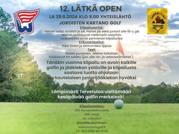 Perinteinen Lätkä Open pelataan La 29.6 Joroisten Kartano-Golfilla. Tervetuloa pelaamaan!
