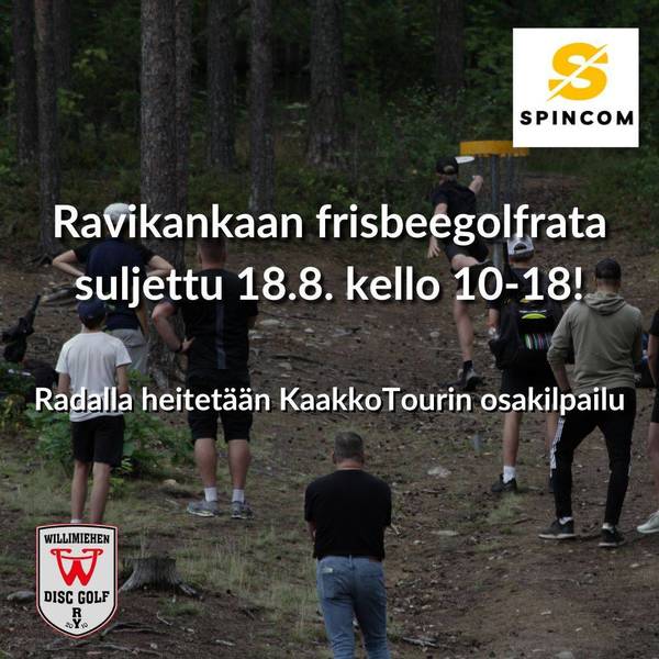 Ravikankaan frisbeegolfrata suljettu sunnuntaina 18.8. KaakkoTourin osakilpailun takia