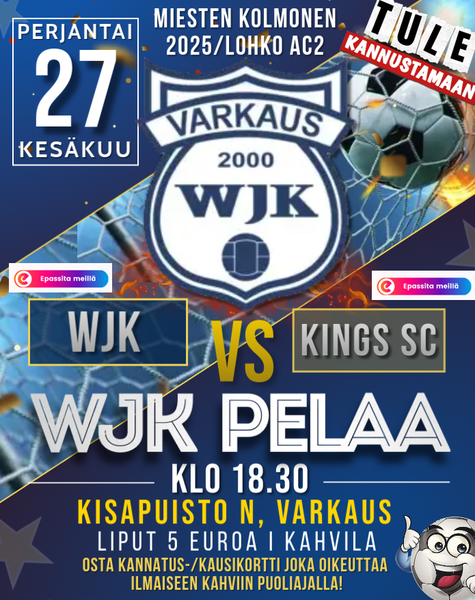 WJK miesten edustusjoukkue - Seuraava kotiottelu 27.6.2025