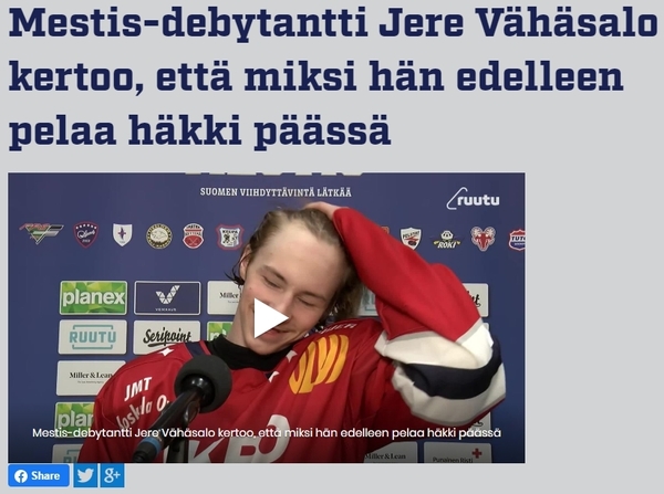 Mestis-debytantti Jere Vähäsalo