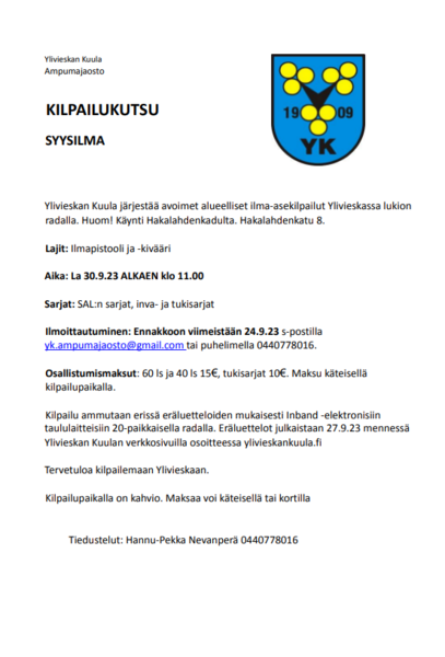 Syysilma kilpailukutsu 30.9.2023